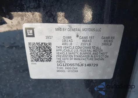 2018 Chevrolet Malibu Lt from USA, damaged, VIN 1G1ZD5ST6JF149729